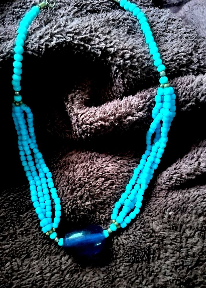 Brand new Blue Boho Beaded Layered Necklace