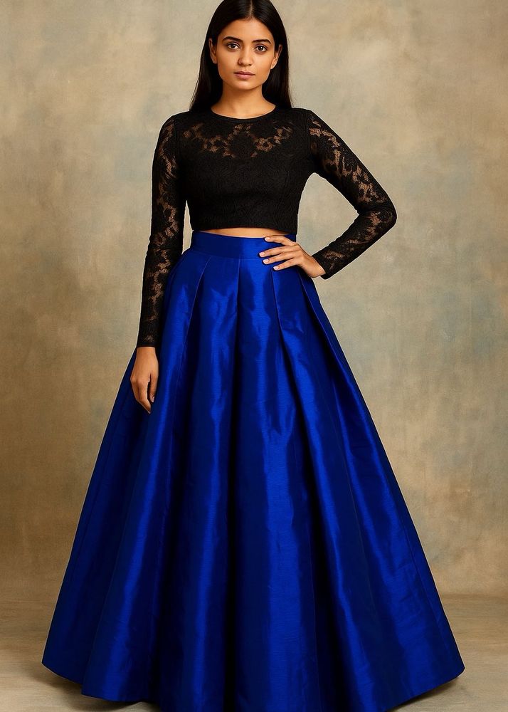 Elegant Royal Blue Flared Ethnic Skirt