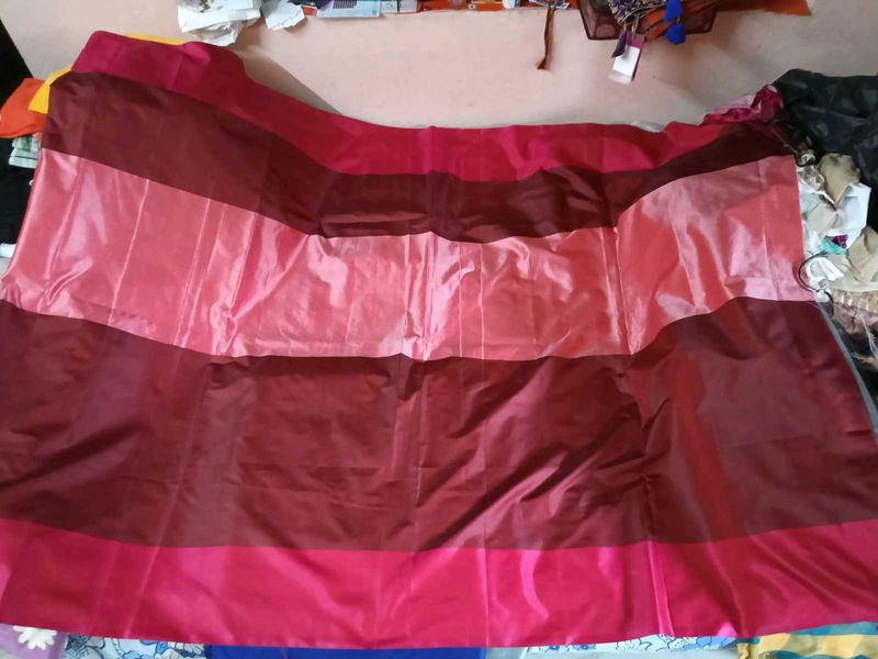 Brand New Maroon+With+Red Border Cotton Silk S