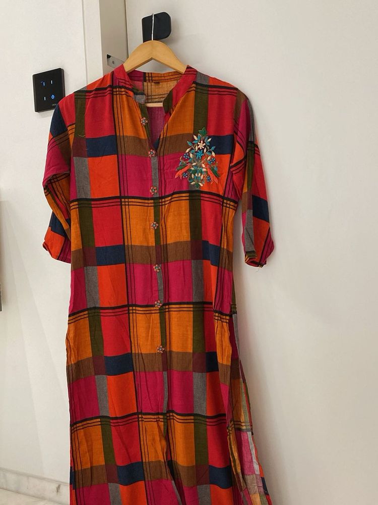 colourful check kurti