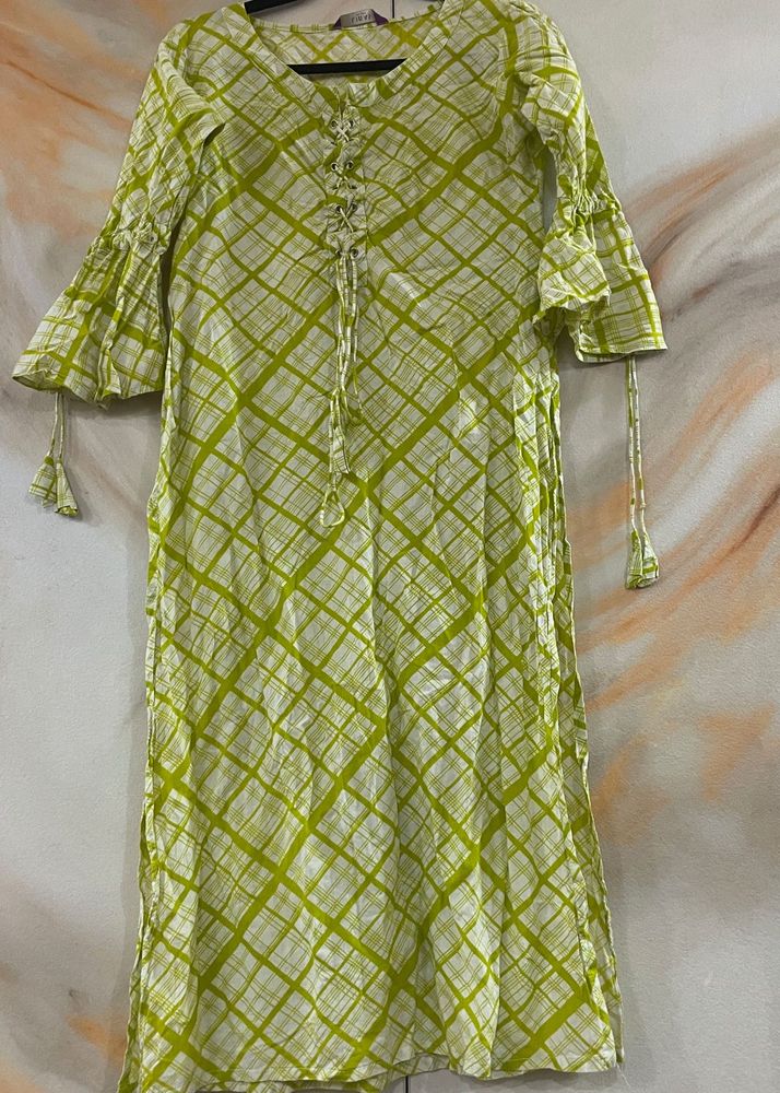 Libas Checked Kurta Medium(M) With Flared Sleeve