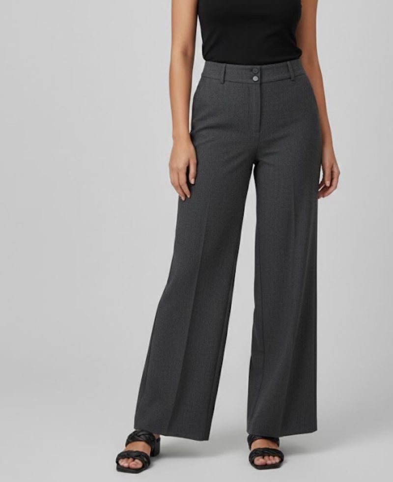 Elegant Grey Wide Leg Trousers