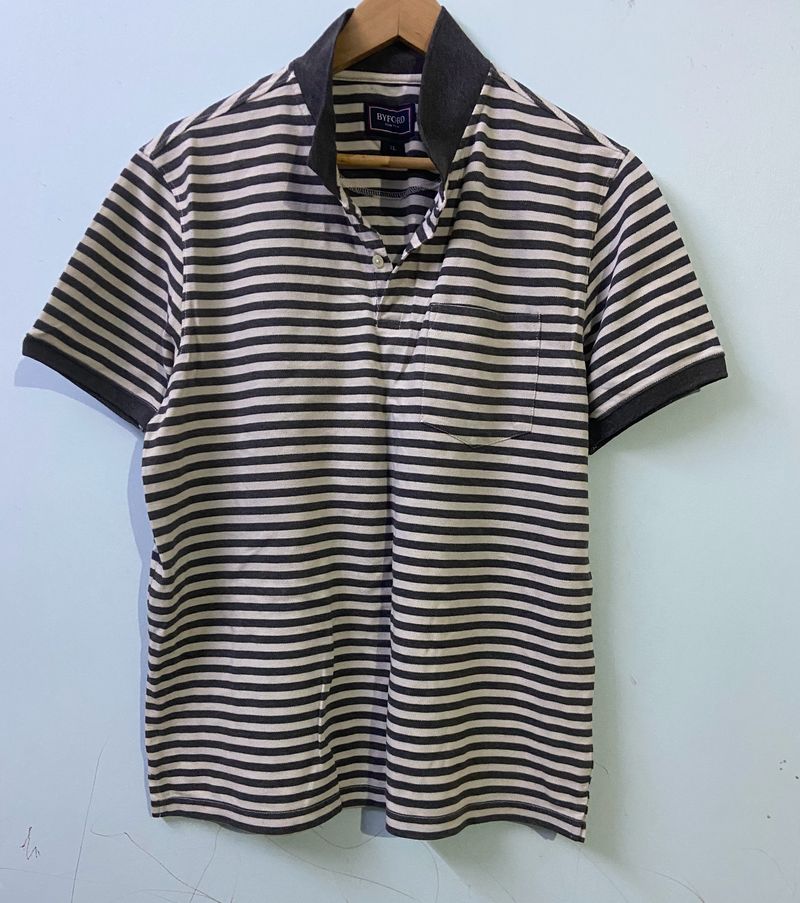 Men’s T-shirt Grey White Stripes
