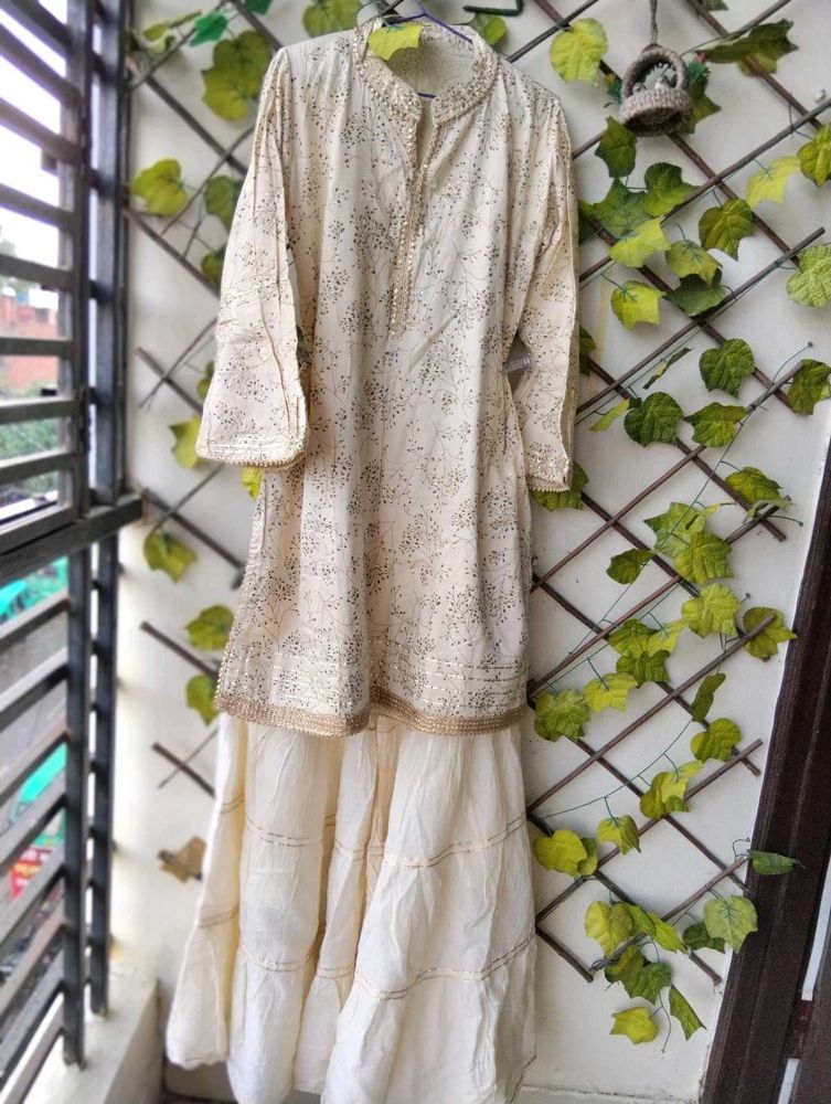 Cream Kurta Sharara Set