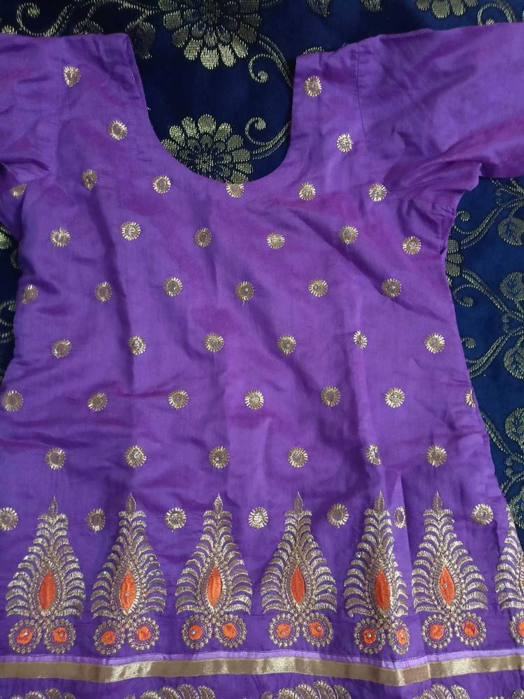 Purple Embroidered Kurti Top