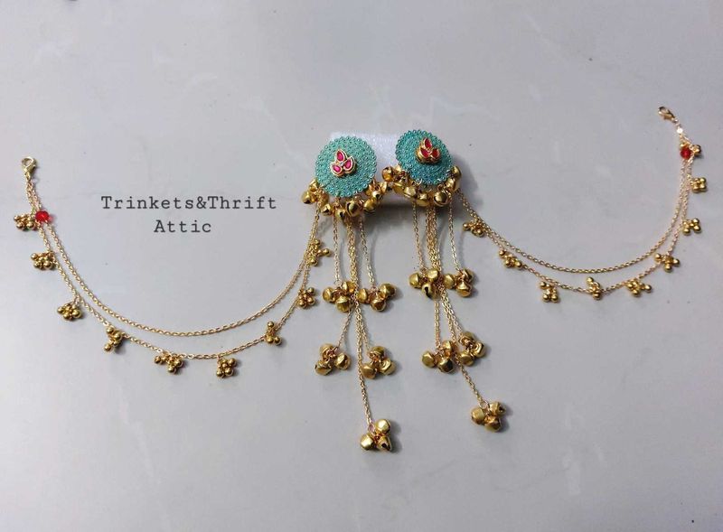 Ghungroo earrings with detachable hair chain