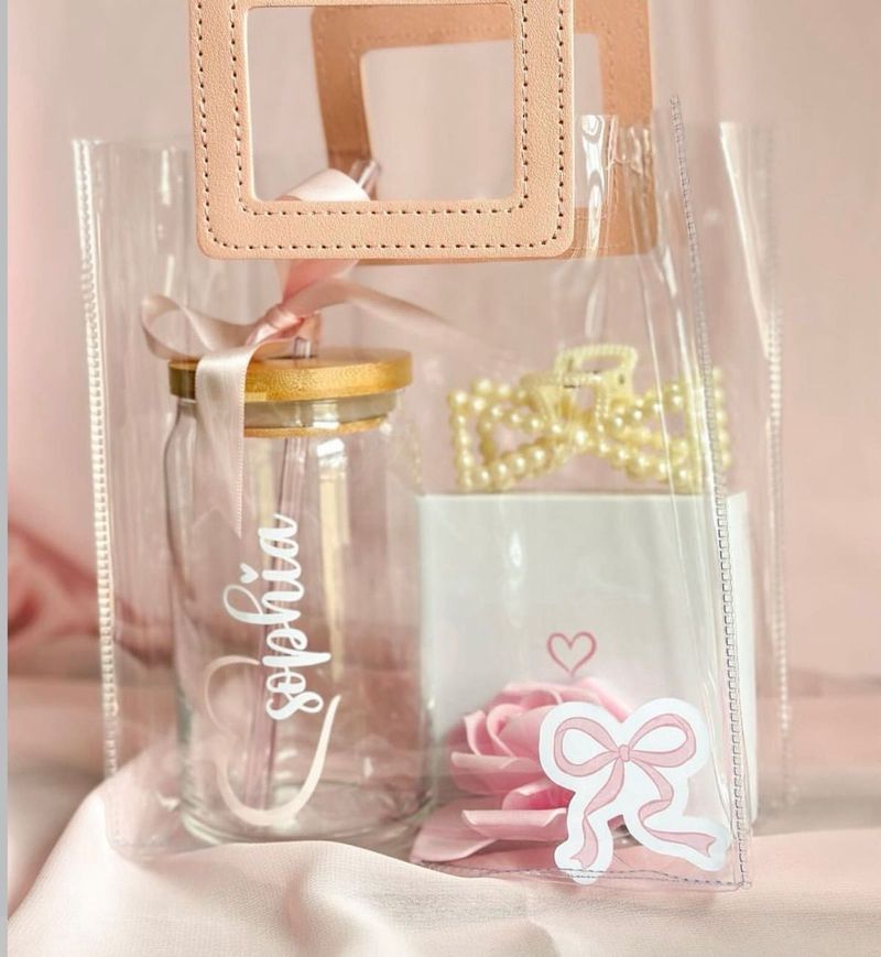 Bag With Hair Accessories And Customised Tumbler