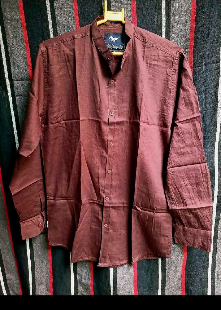 Maroon Band Collar Shirt