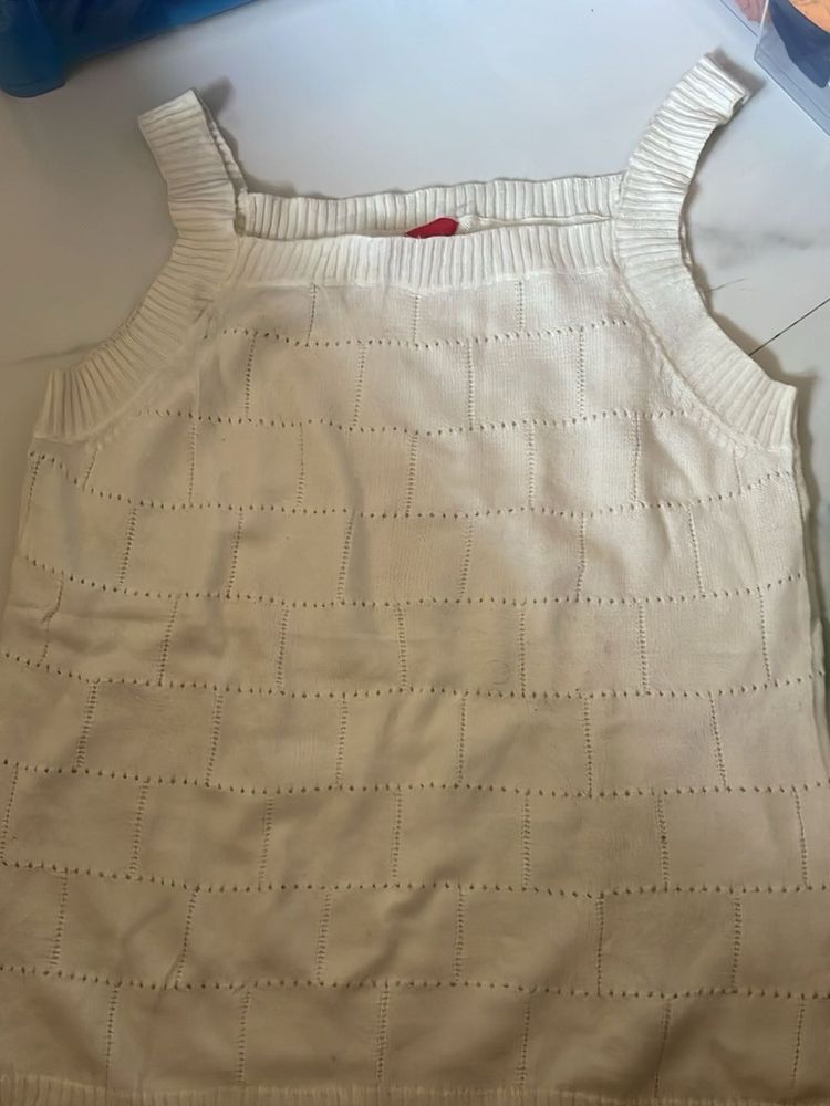 White Knit Tank Top