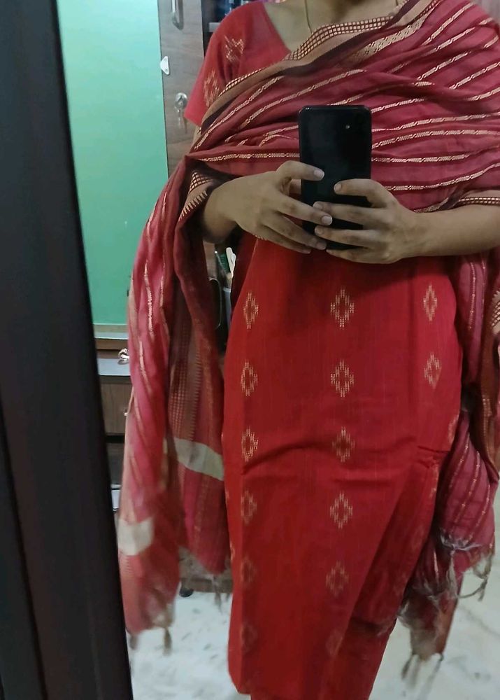 Red Kurta Set &amp; Dupatta Margin Upto 44