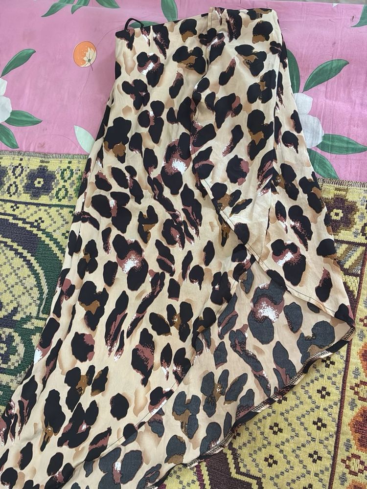 Leopard Print Wrap Skirt