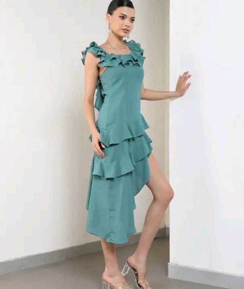 Ruffled Tiered Midi Dress