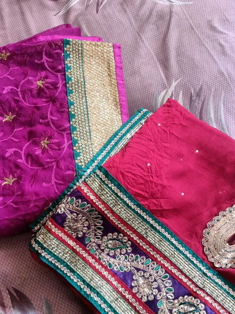 Totally New Saree Red And Purple