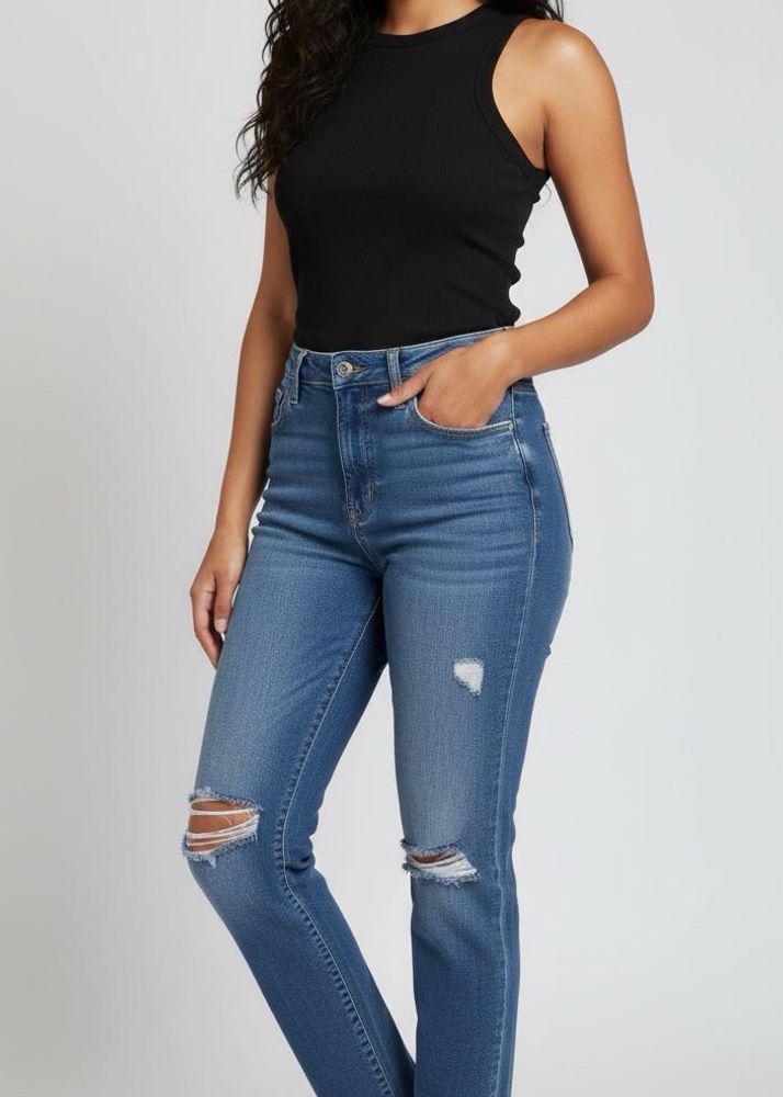 Ripped Knee Denim Jeans