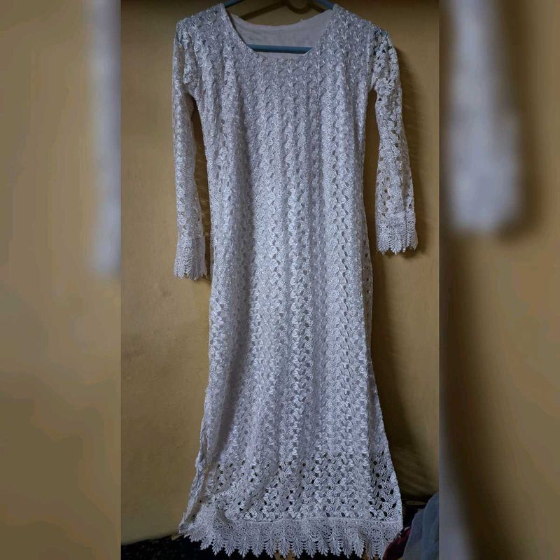 Beautifull Of White Kurta Strighth Long