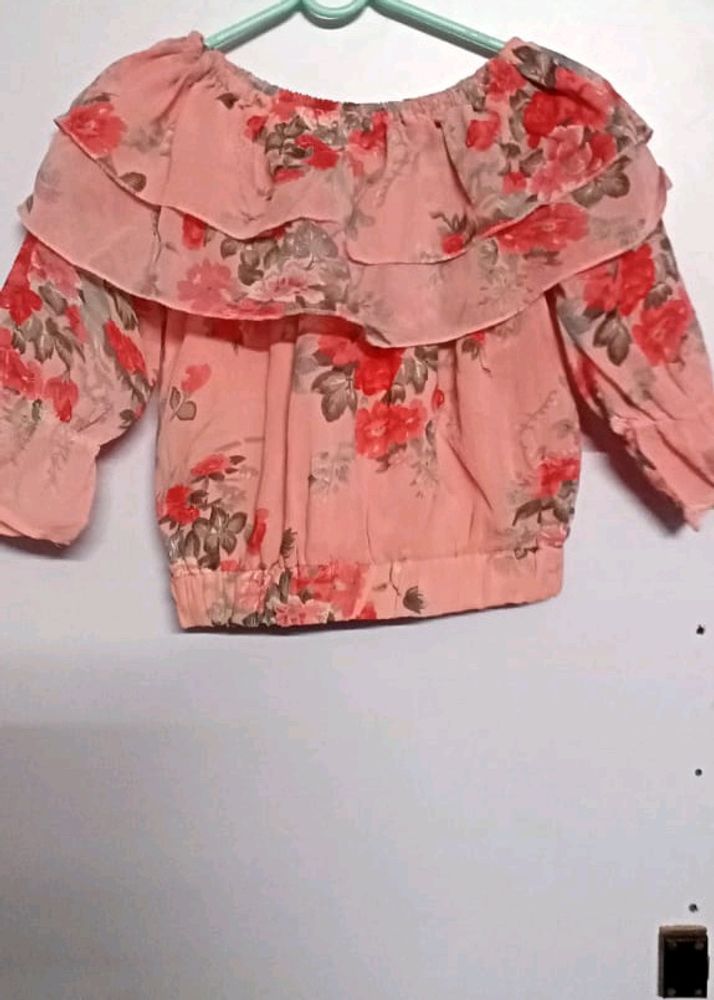 Pink Floral Crop Top