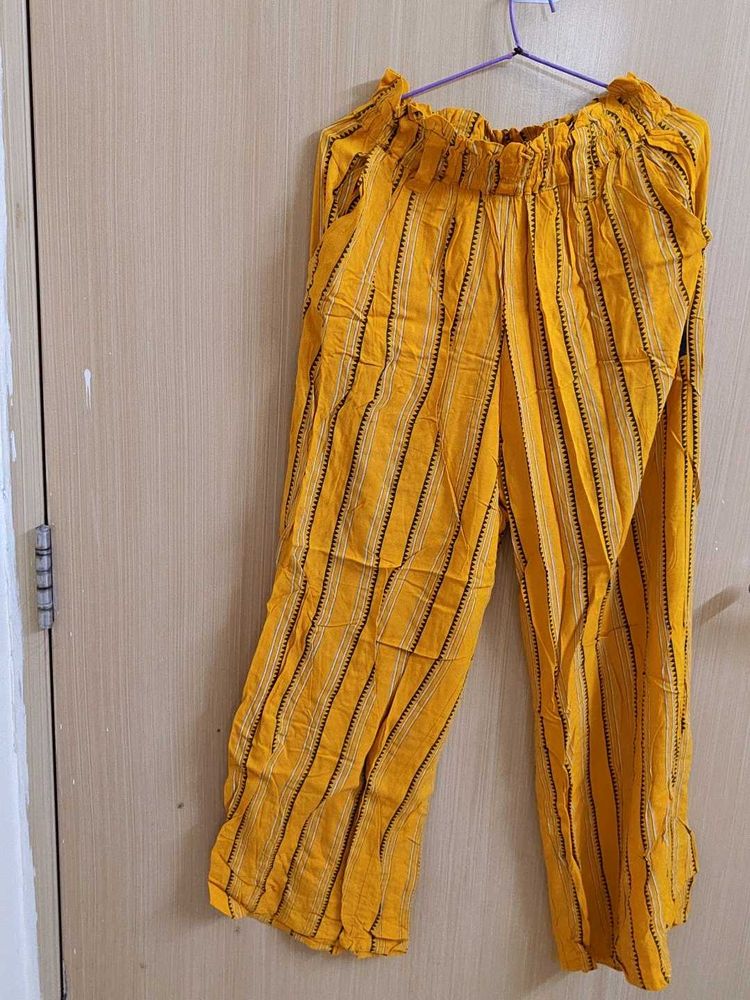 Yellow Striped Palazzo Pants
