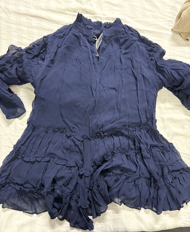 Ritu Kumar Navy Blue Ruffled top