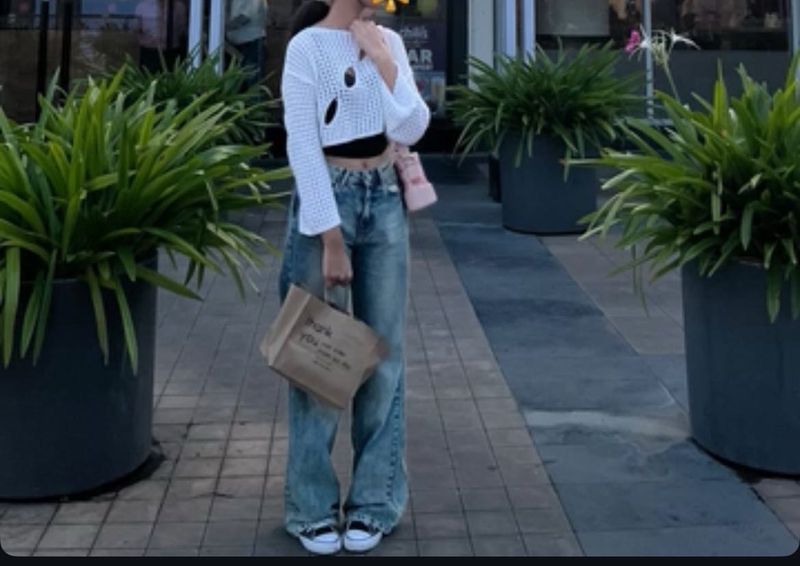 Trendy Acid Wash Wide Leg Jeans
