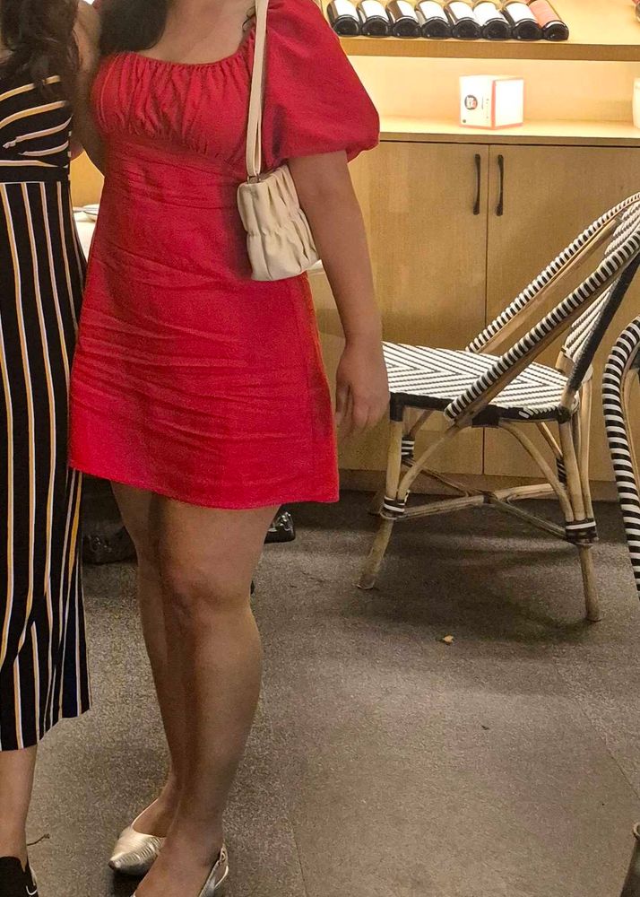 Red Puff Sleeve H&amp;M Mini Dress