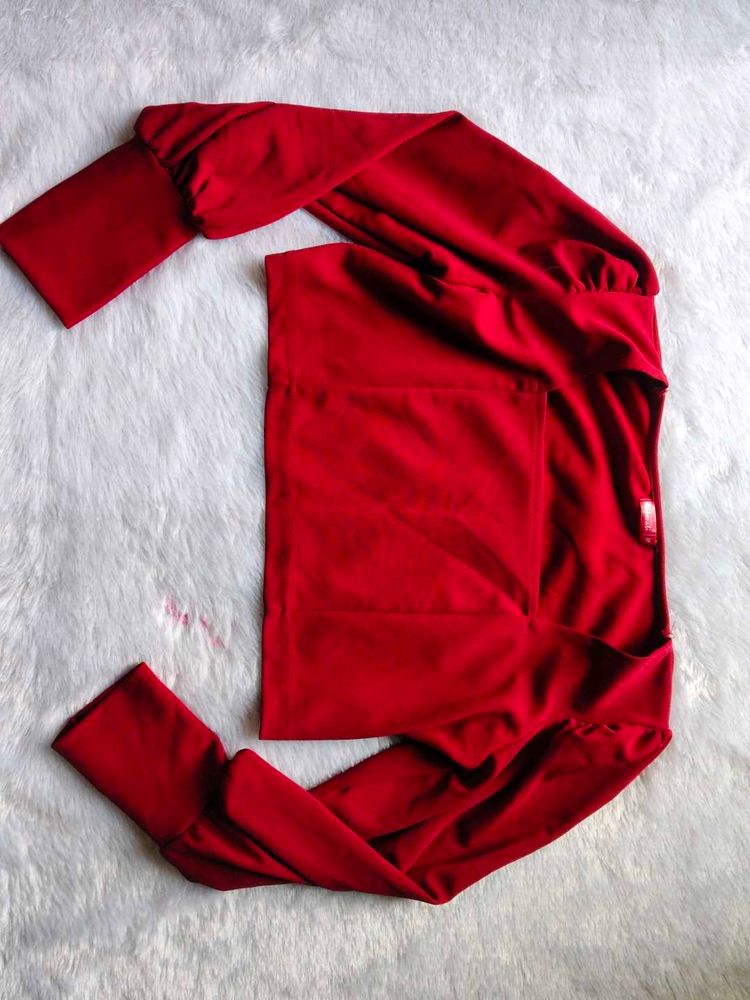 Red Long Sleeve Top