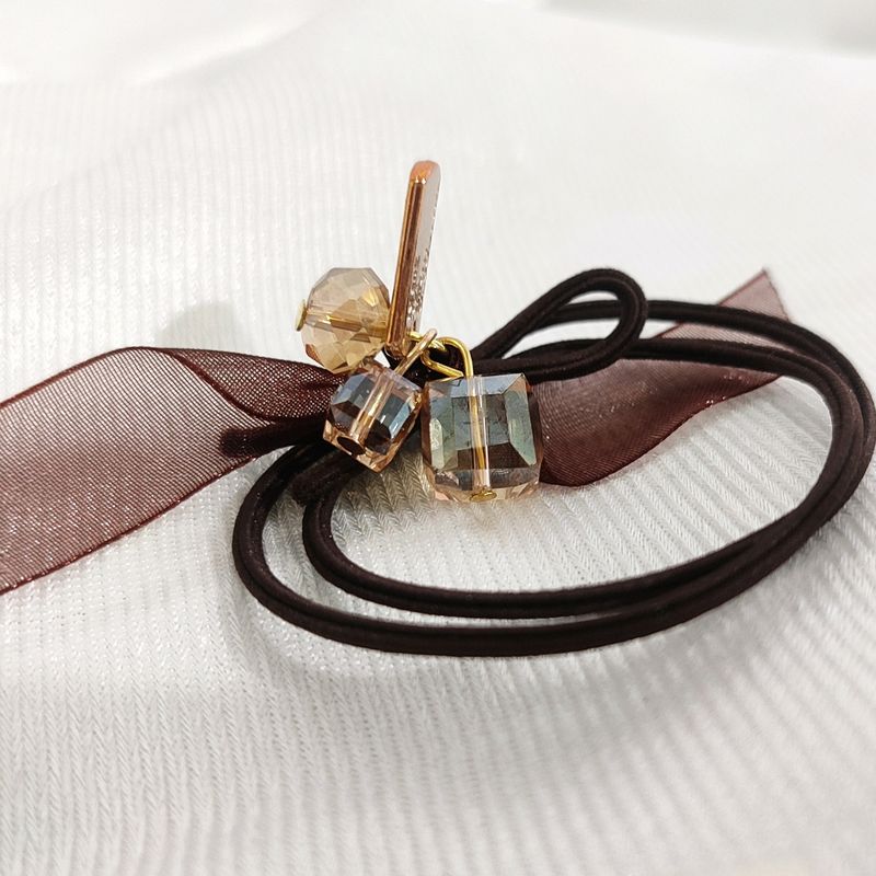 Korean Rubber Rich Crystal Brown Ribbon