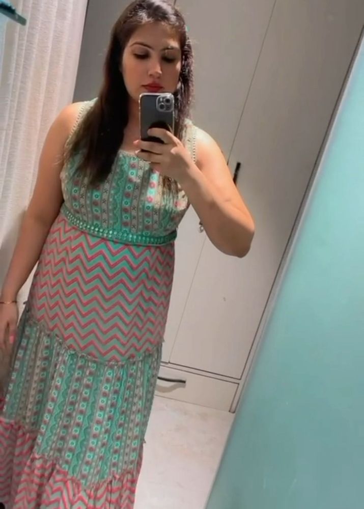 Mint &amp; Pink Chevron Maxi Dress