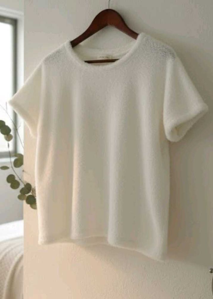 White Fuzzy T-Shirt