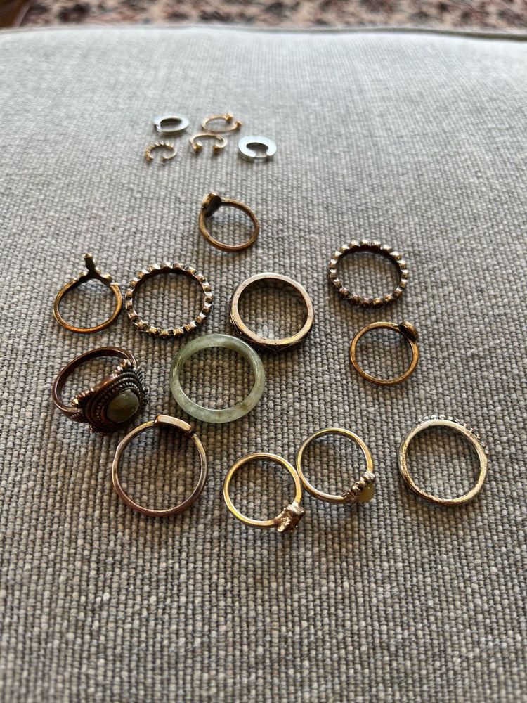 Assortment of 12 Rings and 3 Noserings