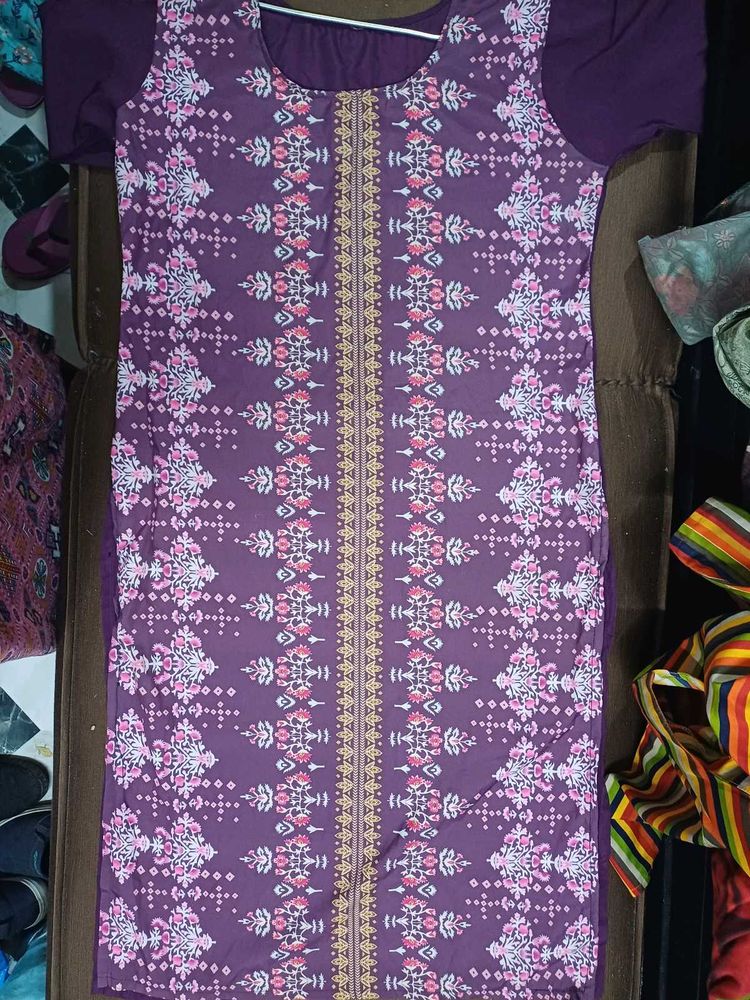 Purple Floral Print Kurta