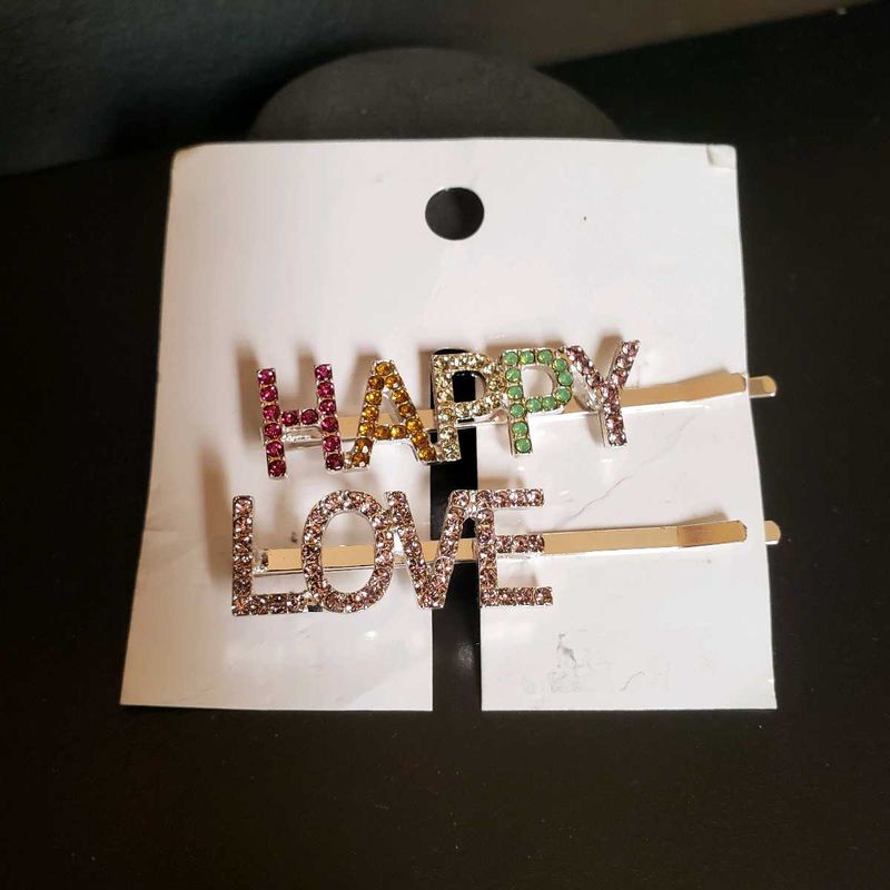 Happy &amp; Love Dimond HairPins