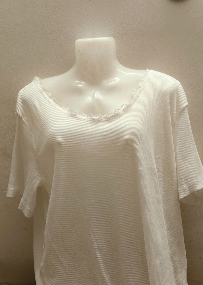 All new white tshirt top with pretty border lace