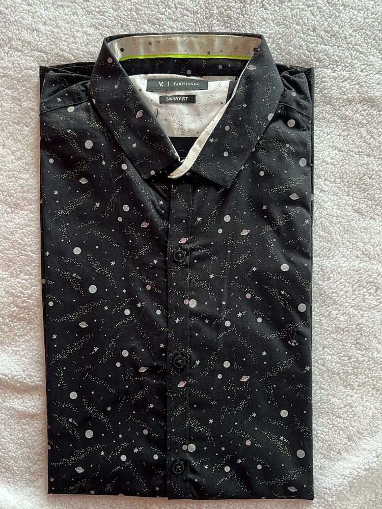 Men Van Heusen Black Partywear Shirt