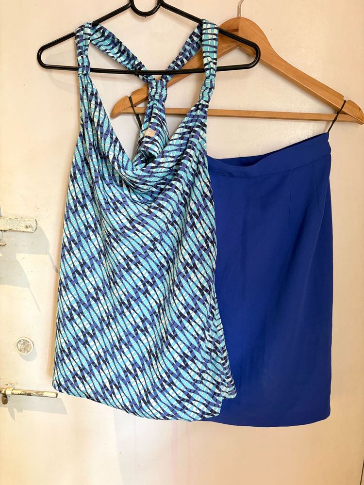 Beautiful Cowl Neck Top &amp; Skirt Set