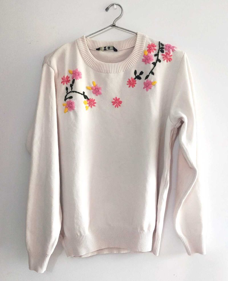 DNMX Floral Embroidered Sweater