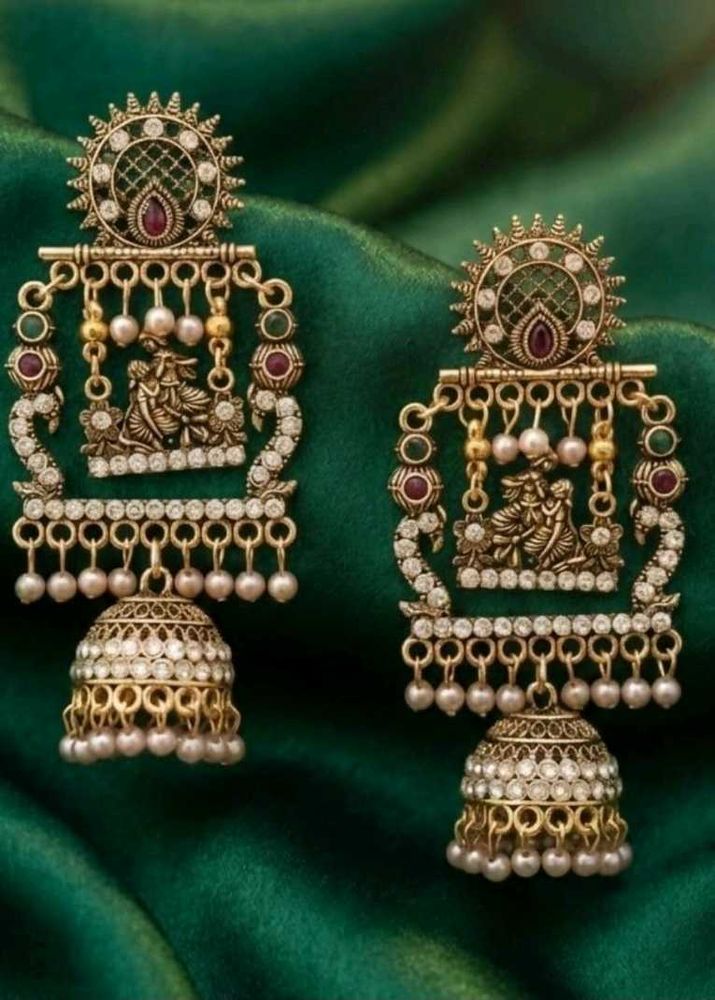 Jhumka Earrings with Deity Detail