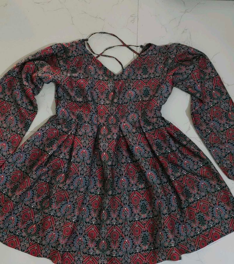 Paisley Print V-Neck Dress