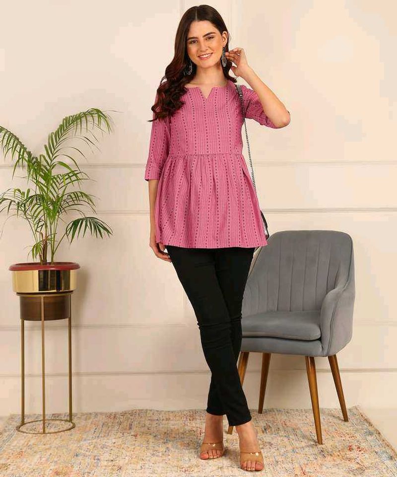 Pink Striped Peplum Top