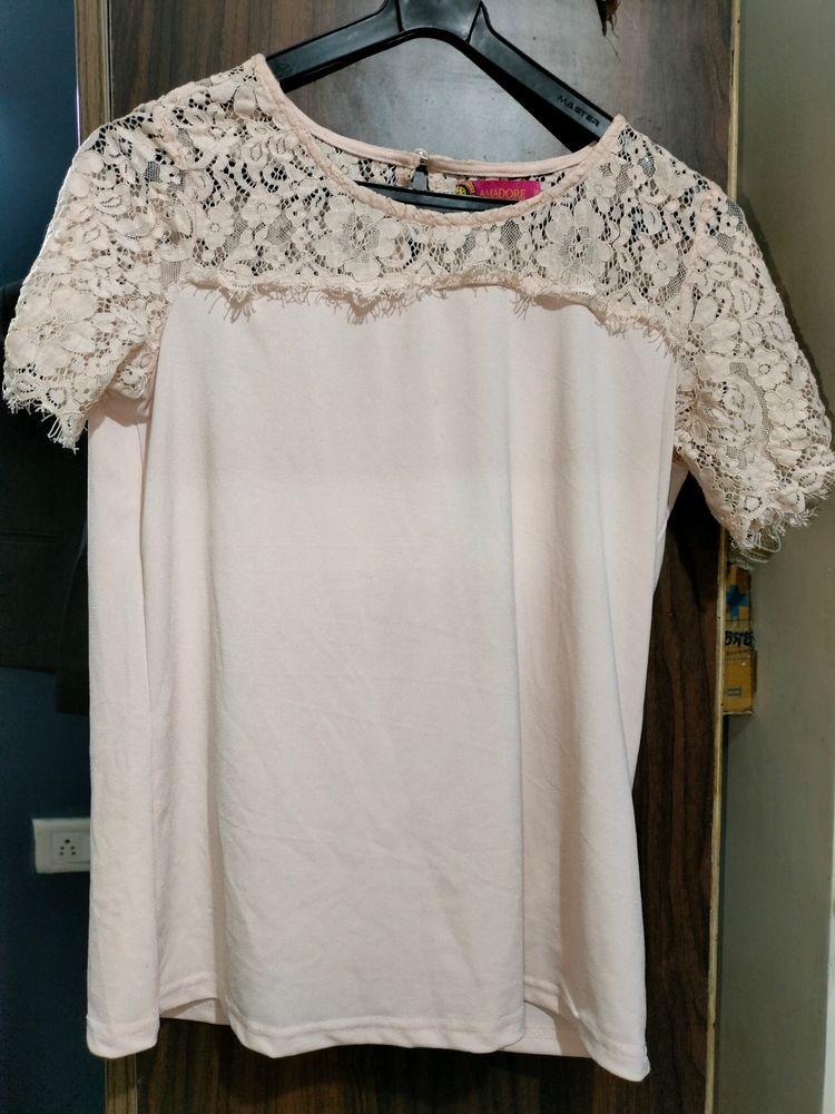 Peach Lace Top