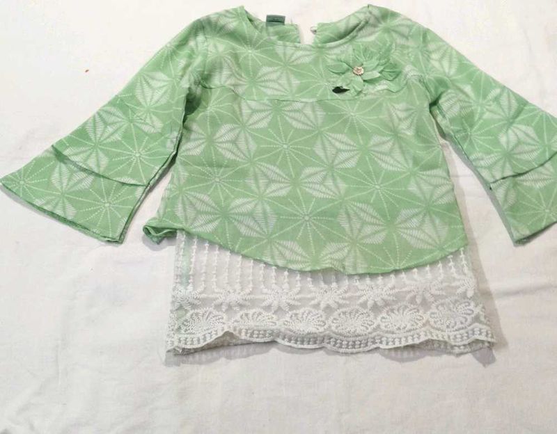 Green Floral Lace Top