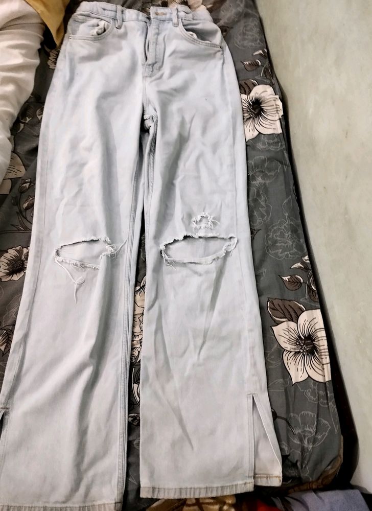 H&amp;M Wide Leg Adjustable High Waist Jean