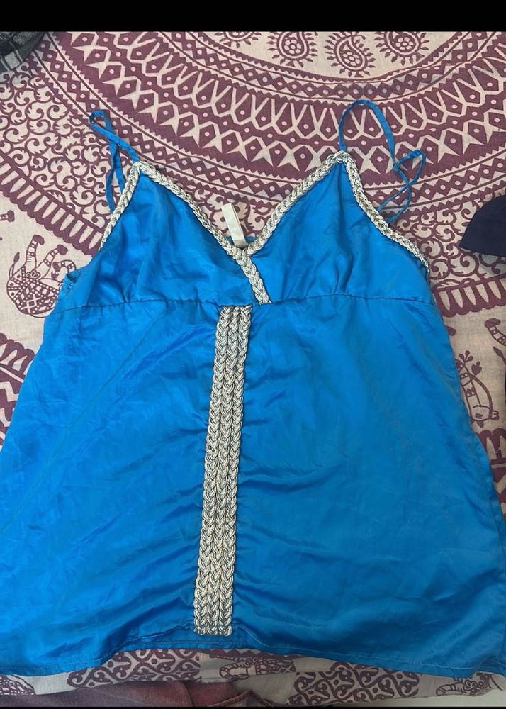 Blue Spaghetti Strap Top