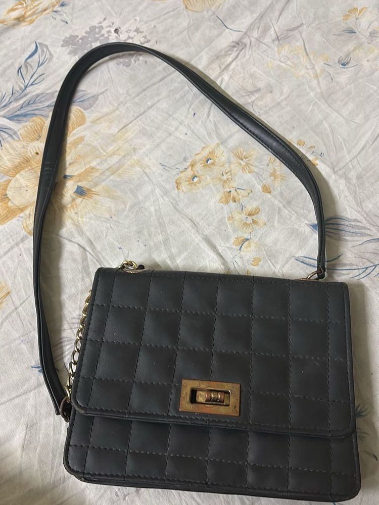 Black &amp; Gold Sling Bag | Classy &amp; Compact |