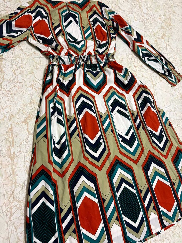 Patterned Midi Dress