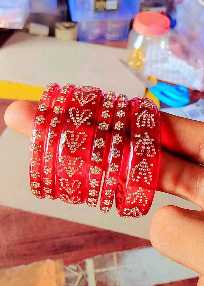 All Size Glass Dangless Kada Set