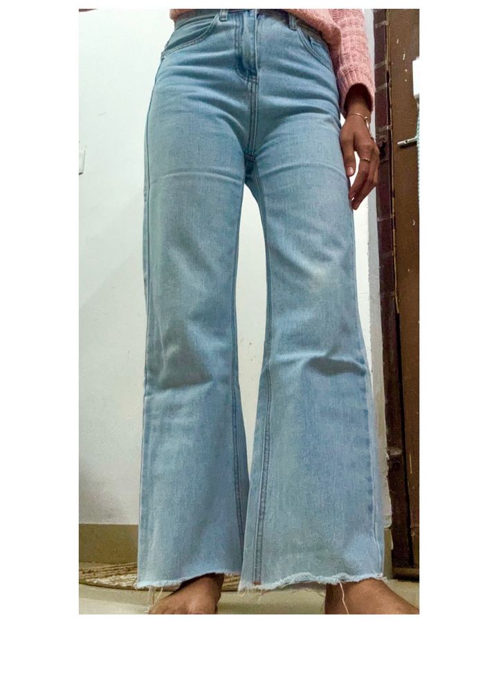 Light Blue Flared High Waist Denim Jeans