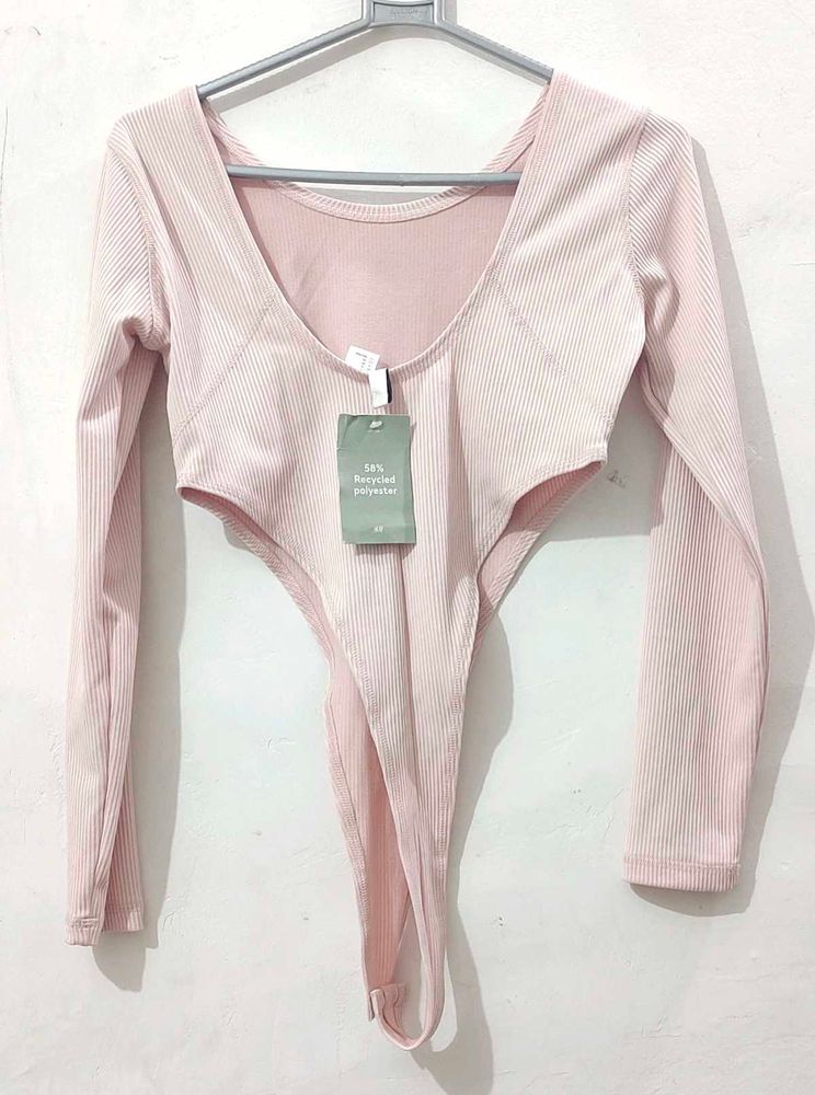 H&amp;M New Pink Ribbed Bodysuit