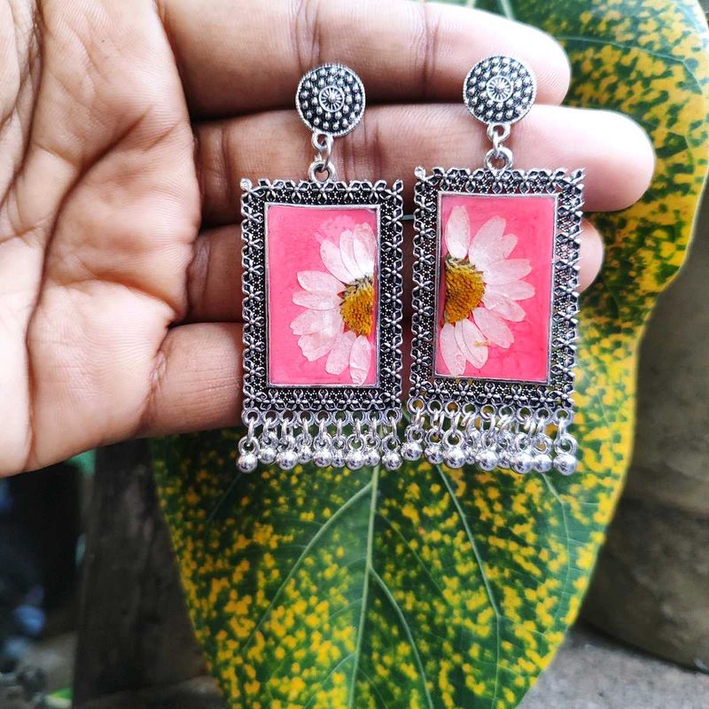 Pink Daisy Jhumka