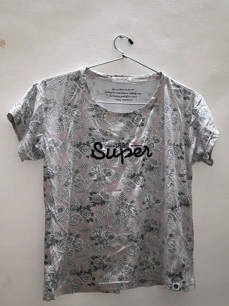 Vintage Floral Print Tshirt Top