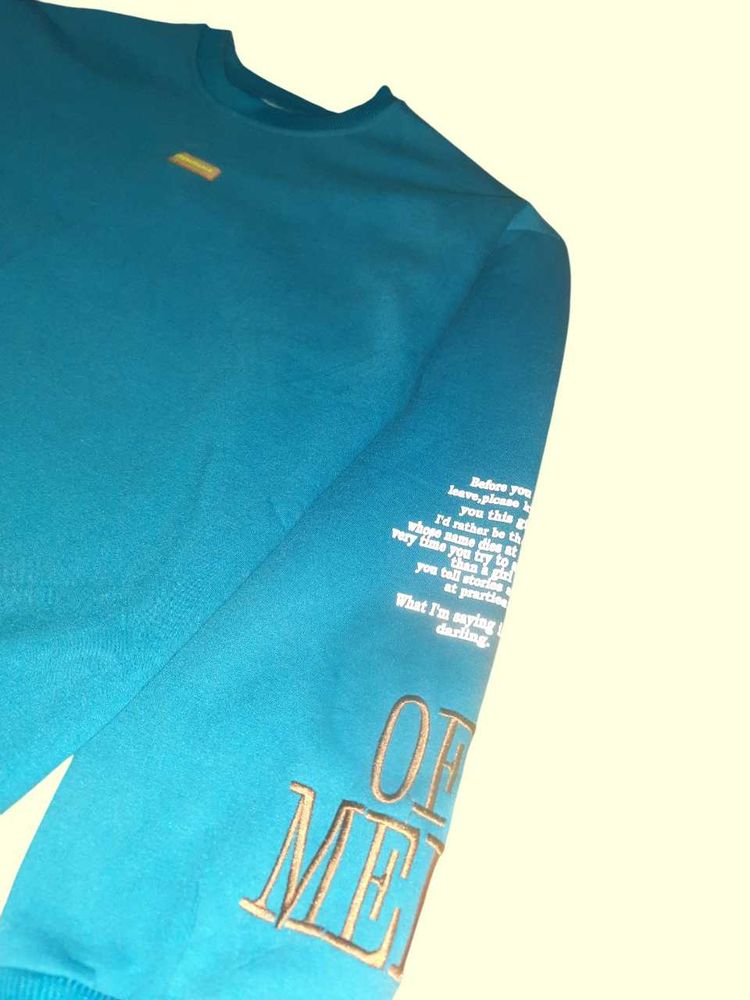 Teal Blue Graphic Sweatshirt |Casual [Xl]